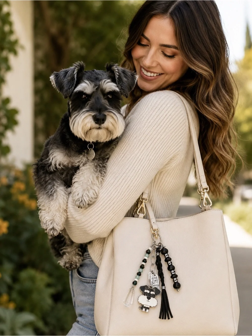 Hand Crafted TERRIER Bag Charm Key Ring w/“FIND JOY IN THE JOURNEY” - Picture 3 of 10